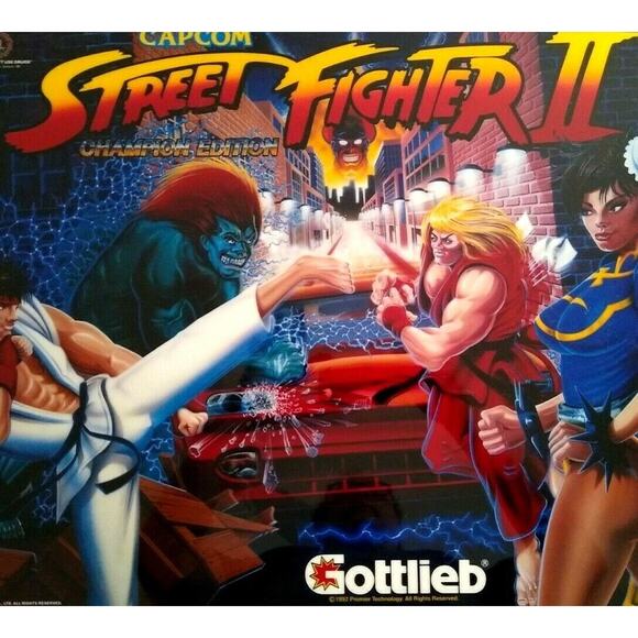 Street Fighter II Pinball Game Translite Artwork Original 1992 Christmas Gift - Picture 1 of 6